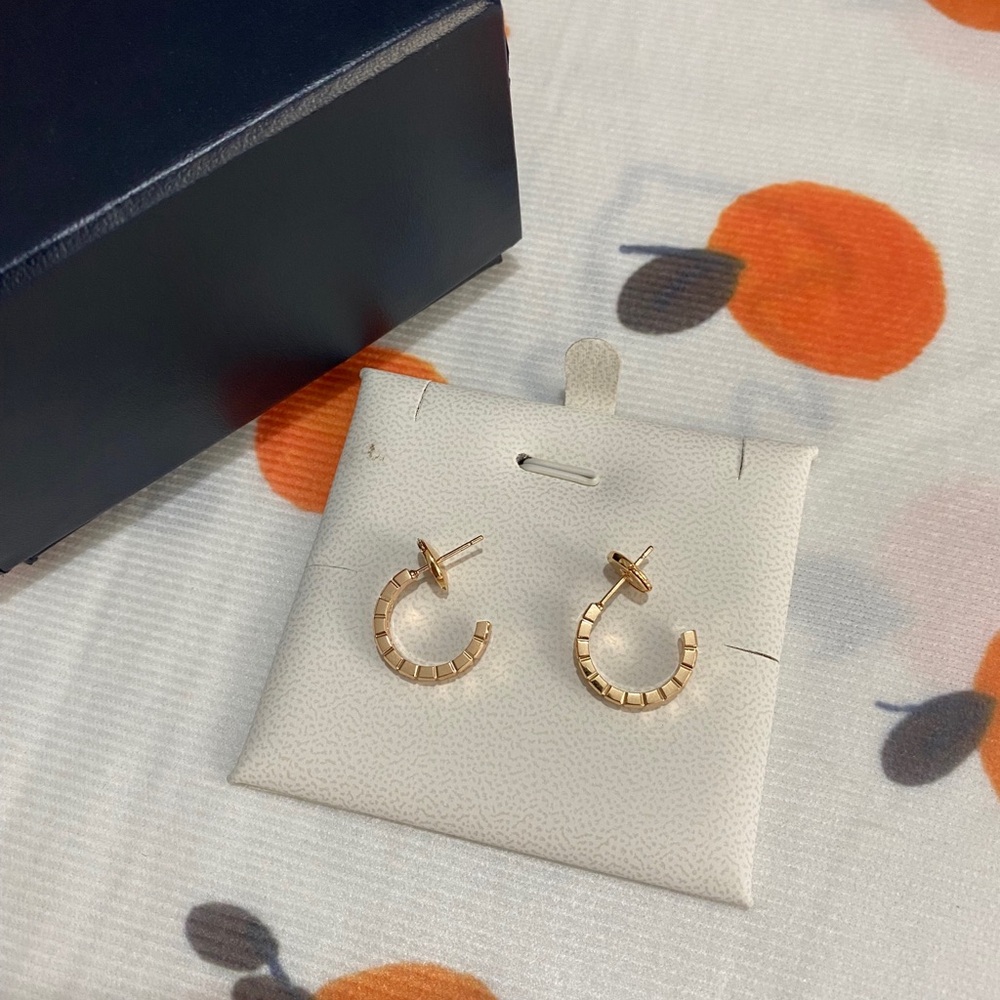 Chopard Gold Half-Hoop Textured Stud Earrings